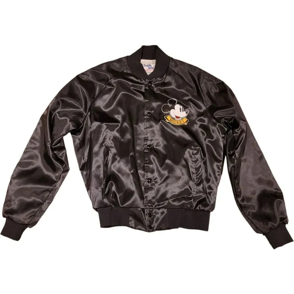Chalk Line Vintage Disney Mickey Mouse Satin Jacket Size Medium READ